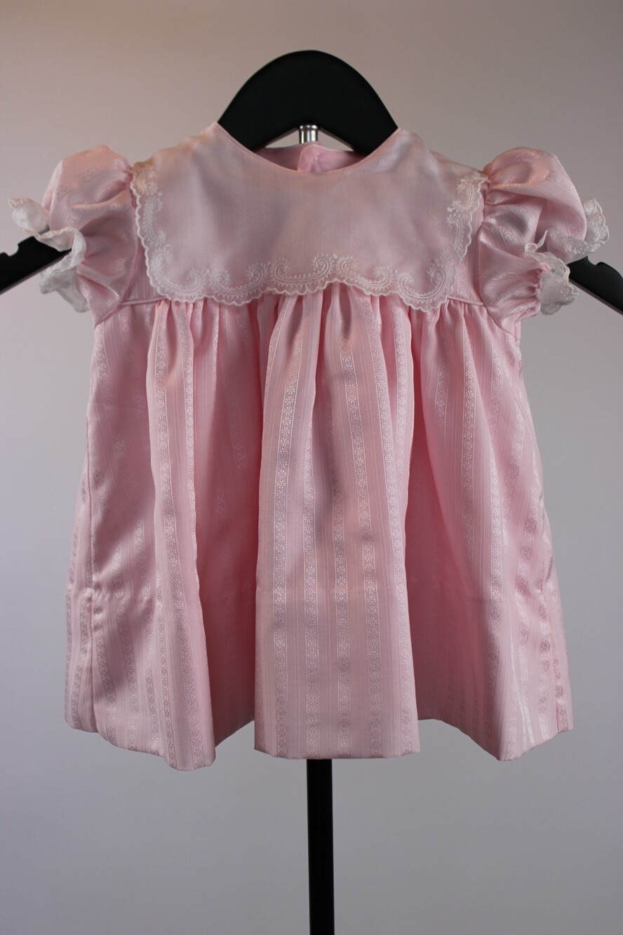 Vintage C.I. Castro Co Girl Babydoll Dress Size 18 Pink Lace Trim Cotton/Poly